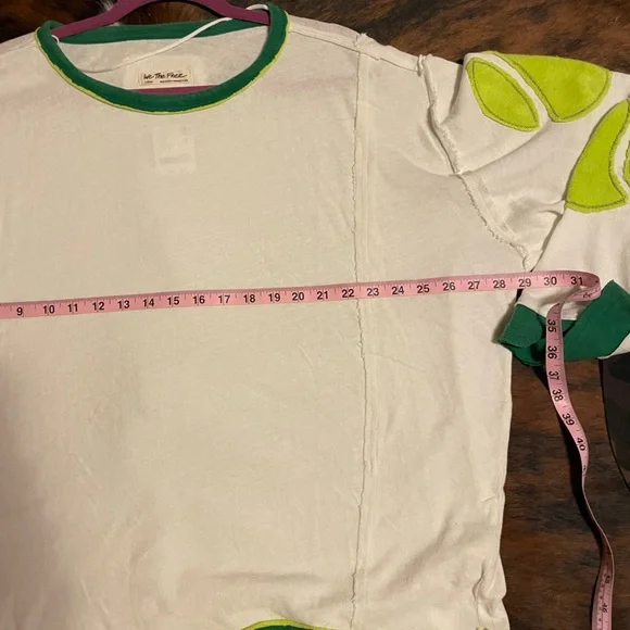 Free People Cream Sweater with Lime Green Tennis Ball Patch Details - Picture 9 of 9